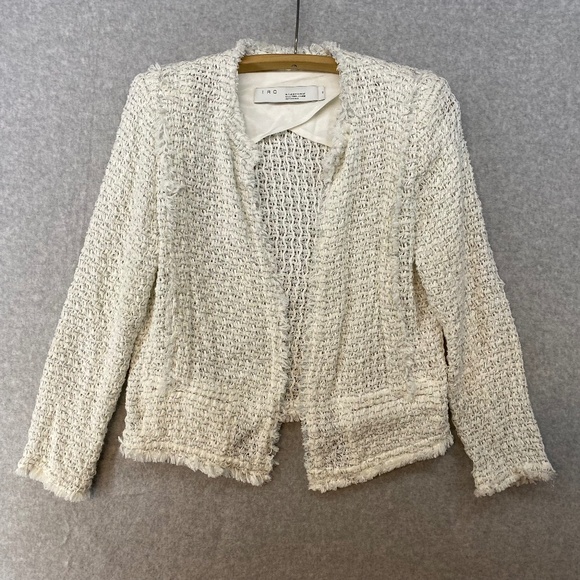 IRO Size 38 SHIRAZA Knit Jacket • White With Silver Accent • Gorgeous! - Picture 1 of 8